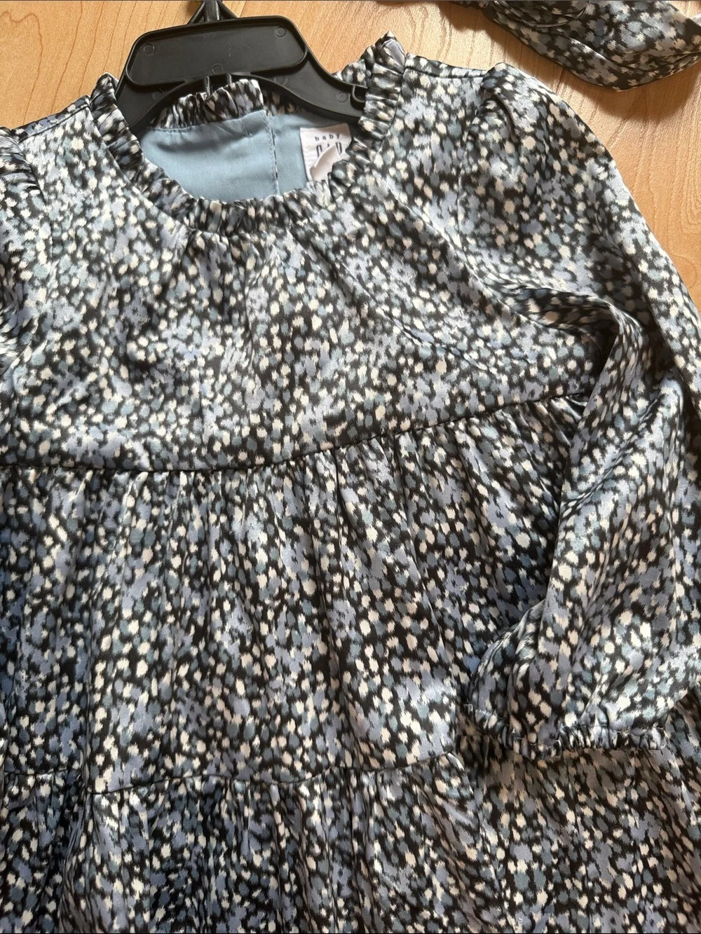 Baby Girl Gap Toddler Speckled Blue White & Black Dress w/ Headband Sz 18-24M